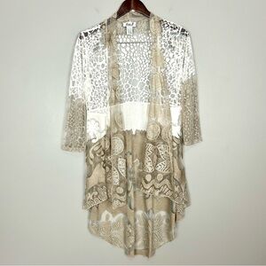 Anis. A Burnout Lace Cardigan Women’s Size S Open Front Lightweight Sheer Boho